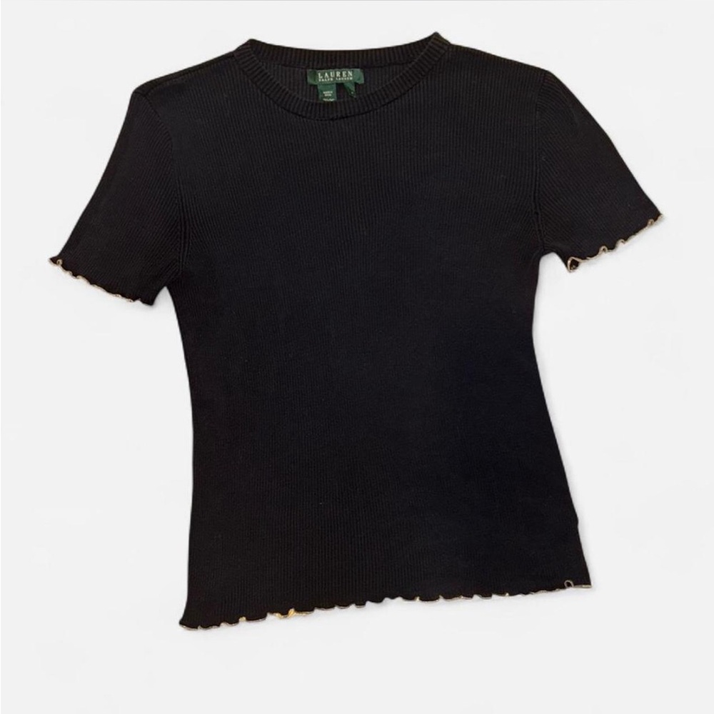 VTG Silk Ralph Lauren Charcoal Ribbed Women's Top